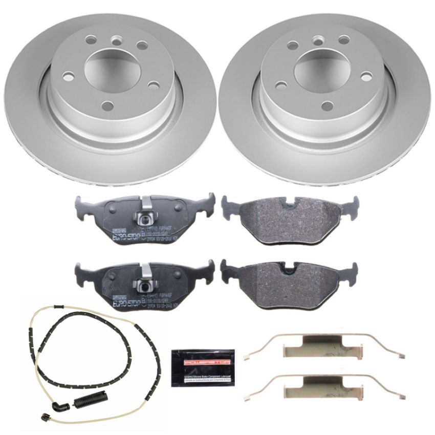 PowerStop ESK962 Genuine Geomet Coated Rotors, ECE-R90 Brake Pads + Hardware Kit