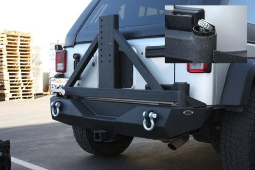 DV8 Offroad RBSTTB-01BR 07-18 Jeep Wrangler JK Rear Bumper w/ Tire Carrier & Tapered Bearing