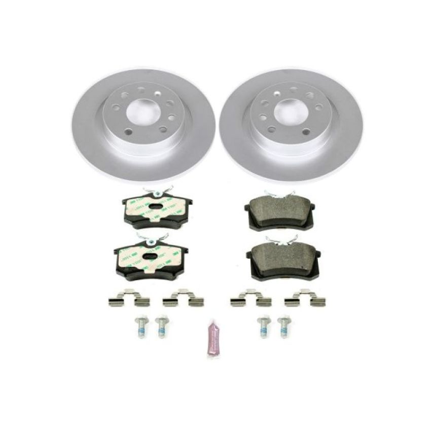 PowerStop ESK515 Genuine Geomet Coated Rotors, ECE-R90 Brake Pads + Hardware Kit