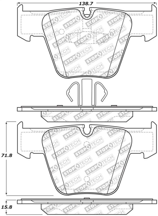 Stoptech 305.12890 Street Select Brake Pads w/Hardware - Front