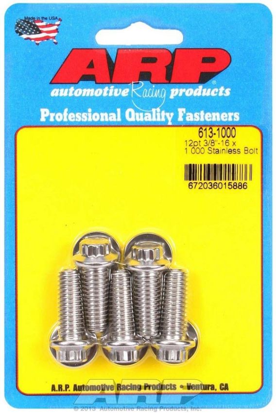 ARP ARP613-1000 S/S Bolt Kit - 12pt. (5) 3/8-16 x 1.000