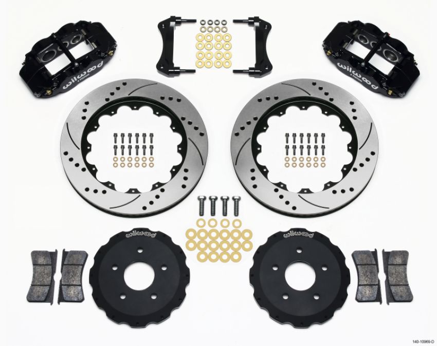 Wilwood 140-10969-D Narrow Superlite 6R Front Hat Kit 14.00in Drilled Backdraft Cobra (BMW E36 Based)