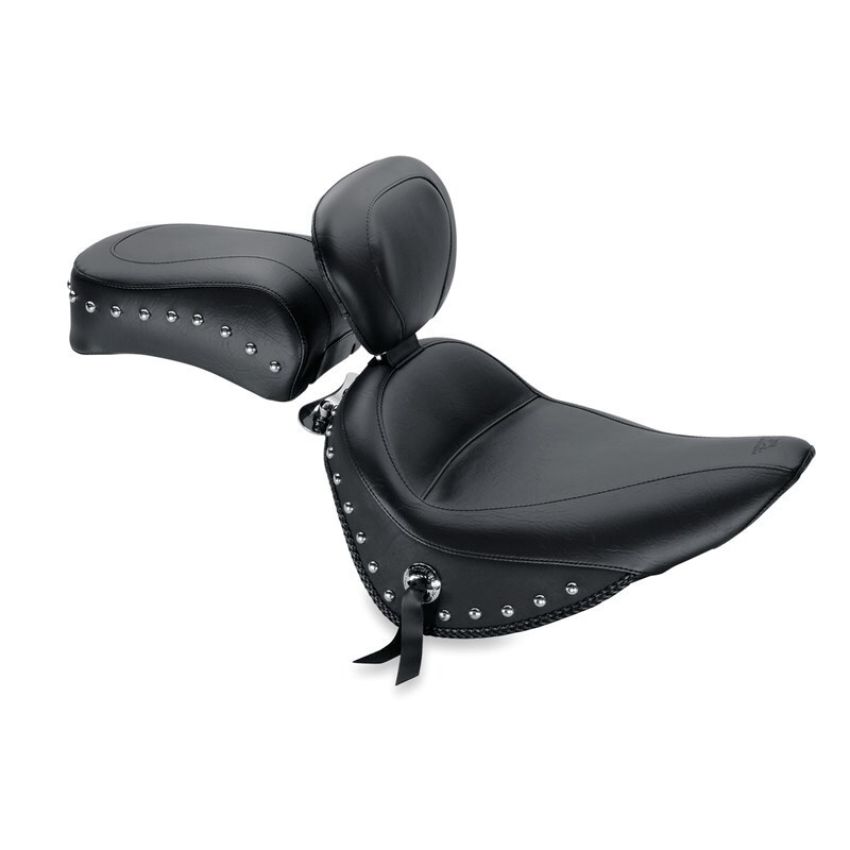 Mustang Motorcycle 79710 Mustang 00-15 Harley Softail Standard Rear Tire Standard Touring Solo Seat w/Driver Backrest - Black