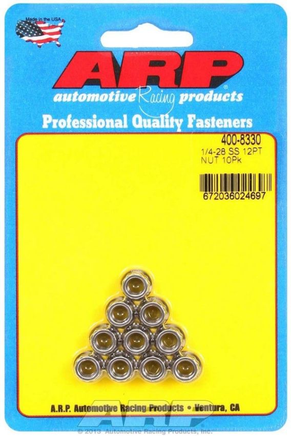 ARP ARP400-8330 S/S 12pt. Nuts - 1/4-28 (10)