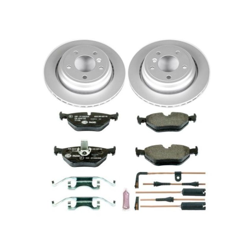 PowerStop ESK3125 Genuine Geomet Coated Rotors, ECE-R90 Brake Pads + Hardware Kit