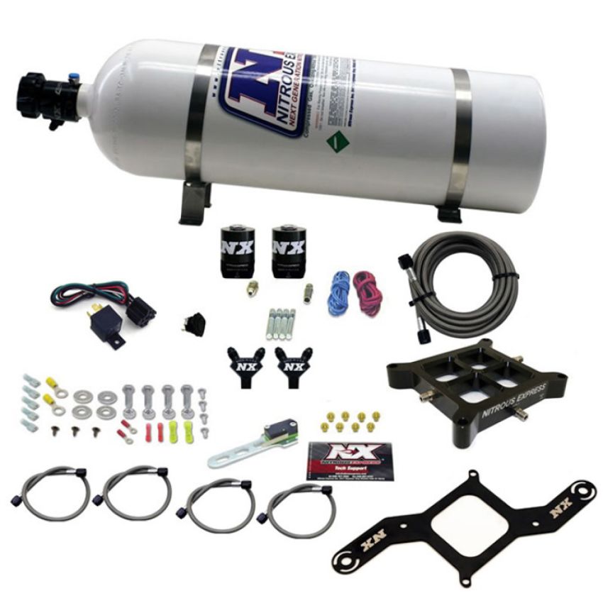 Nitrous Express 60042-15 4150 BILLET CROSSBAR STAGE 6 (50-100-150-200-250-300HP) WITH 15LB BOTTLE.