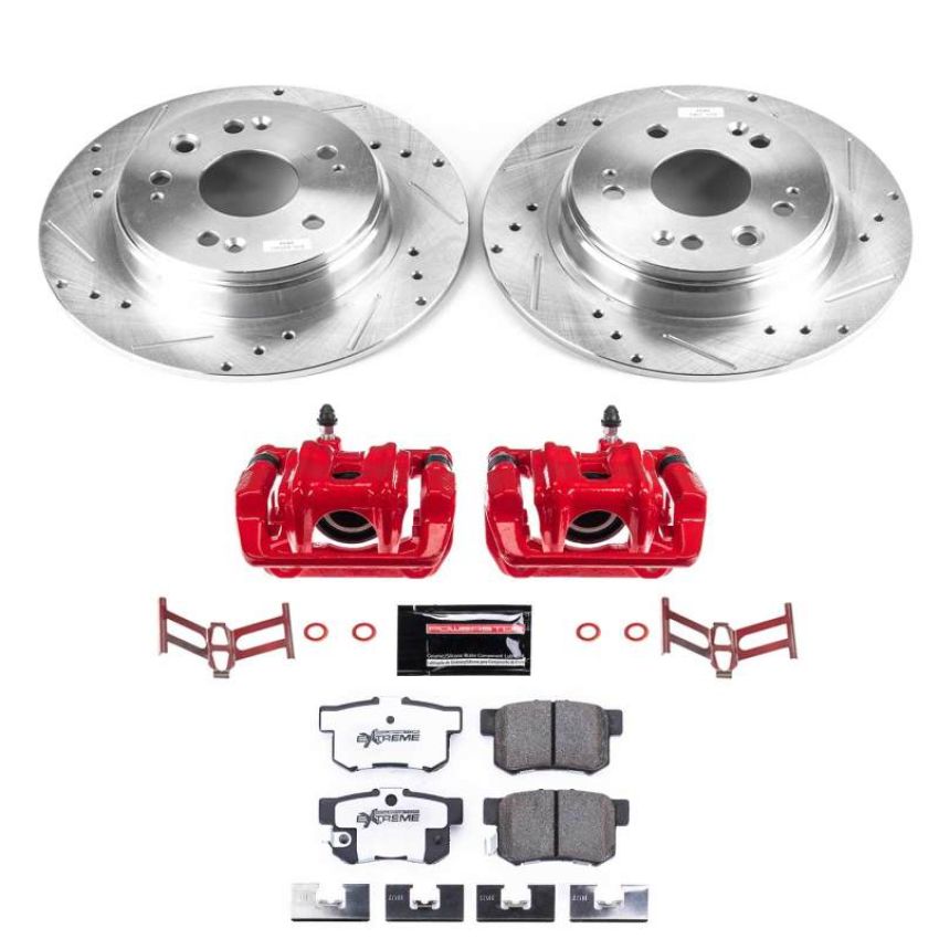 PowerStop KC6172-26 Z26 Street Performance Ceramic Brake Pad, Drilled Slotted Rotor, and Caliper Kit