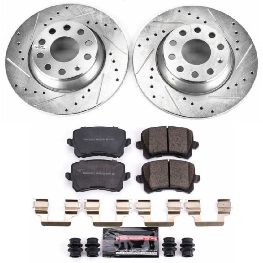 PowerStop K7811 Z23 Daily Driver Carbon-Fiber Ceramic Brake Pad and Drilled & Slotted Rotor Kit