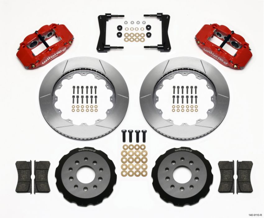 Wilwood 140-9110-R Narrow Superlite 6R Front Hat Kit 14.00in Red 2005-2014 Mustang