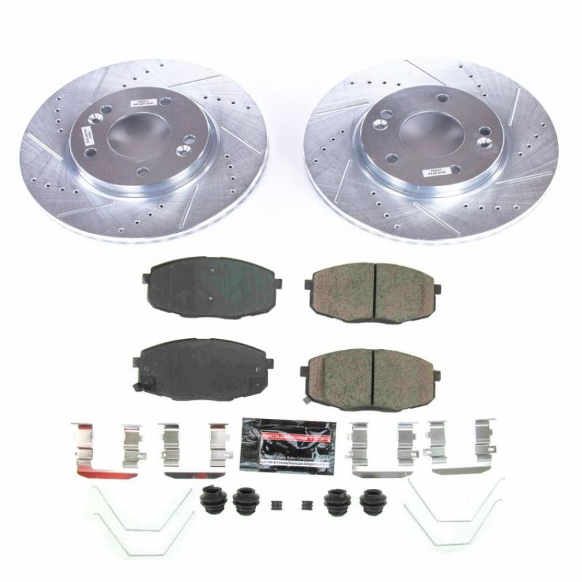PowerStop K8279 Z23 Daily Driver Carbon-Fiber Ceramic Brake Pad and Drilled & Slotted Rotor Kit