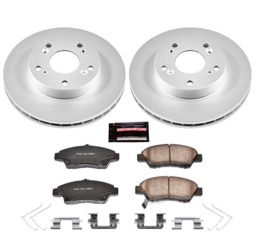 PowerStop CRK5400 Genuine Geomet Coated Rotor and Low-Dust Ceramic Brake Pad Kit