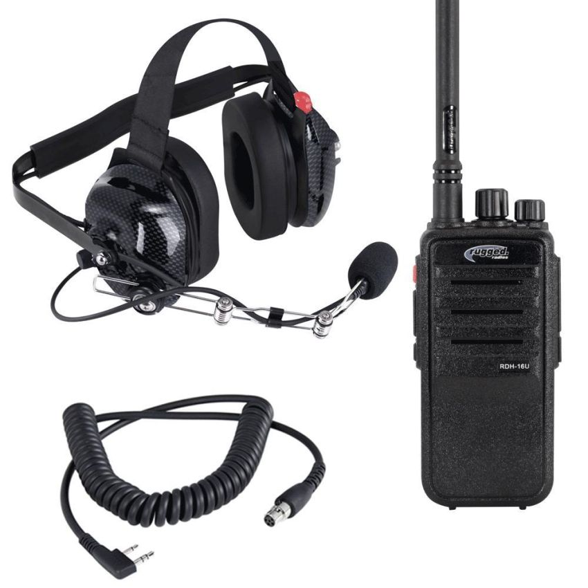 Rugged Radios CREW-RDH-U Crew Chief - H42 Spotter Headset and Rugged Handheld Radio Package - Black