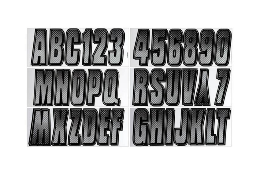 Hardline SIBKG300 Boat Lettering Registration Kit 3 in. - 300 Silver/Black
