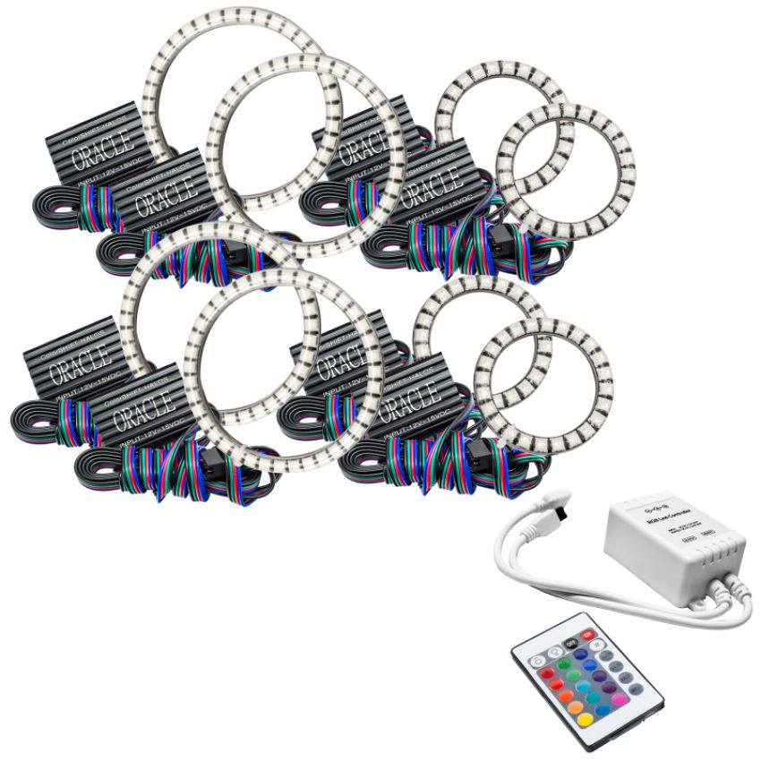 Oracle Lighting 5835-504 VECTOR Grille Surface Mount LED Halo Kit for Jeep JK/JL/JT - ColorSHIFT w/SIM