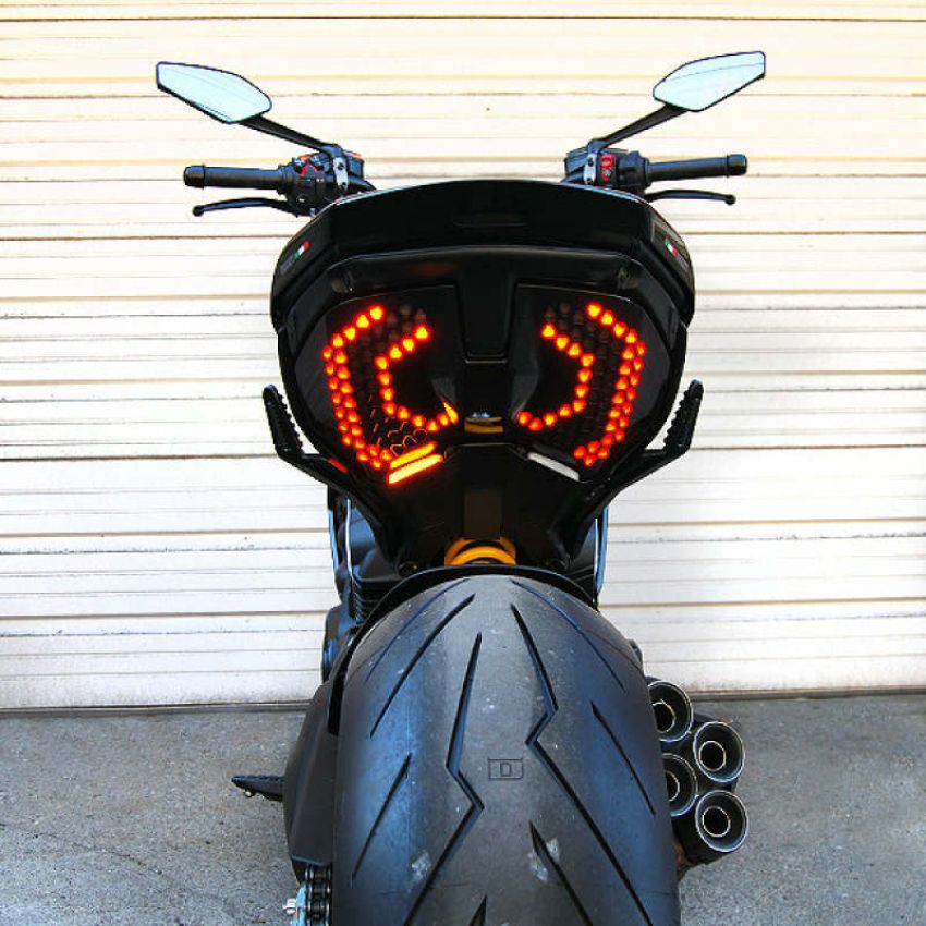 New Rage Cycles DV4-RB-SIDE 23+ Ducati Diavel V4 Rear Turn Signals w/Side Mount License Plate