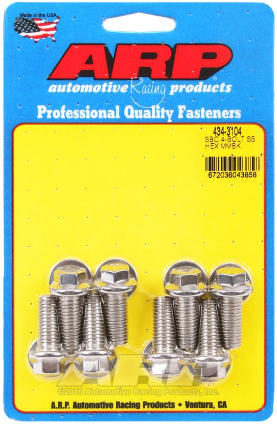 ARP 434-3104 SB Chevy 4-Bolt SS Hex Motor Mount Bolt Kit