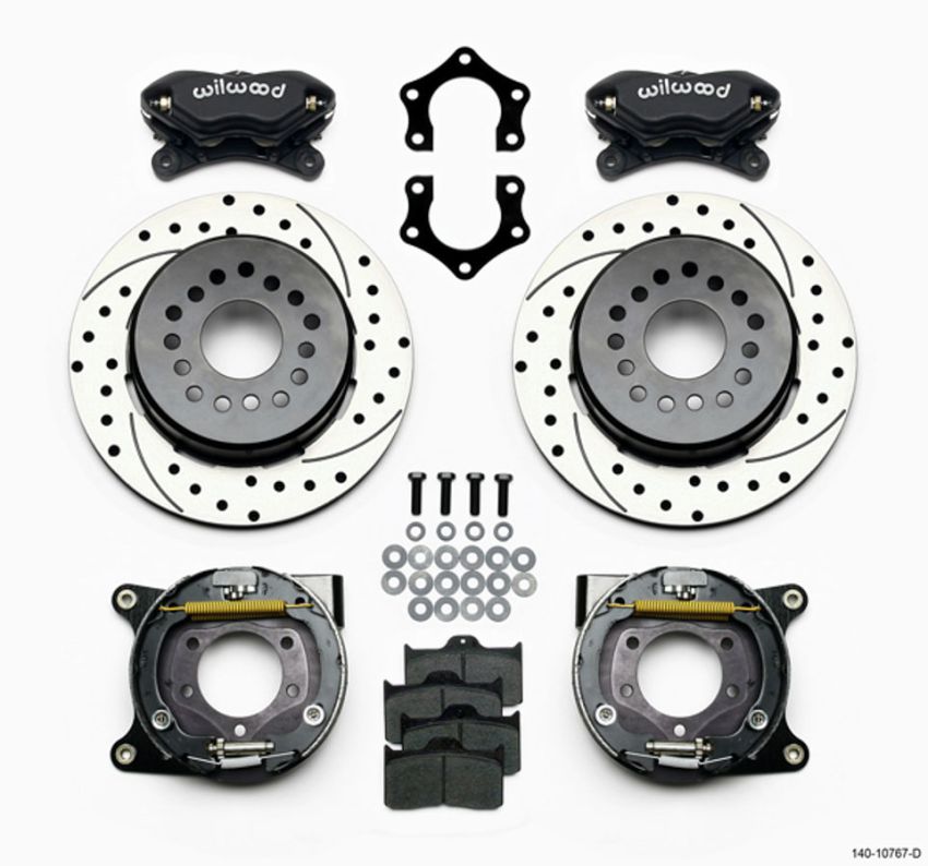 Wilwood 140-10767-D Forged Dynalite P/S Park Brake Kit Drilled Mopar/Dana 2.50in Off w/Snap Ring Brng