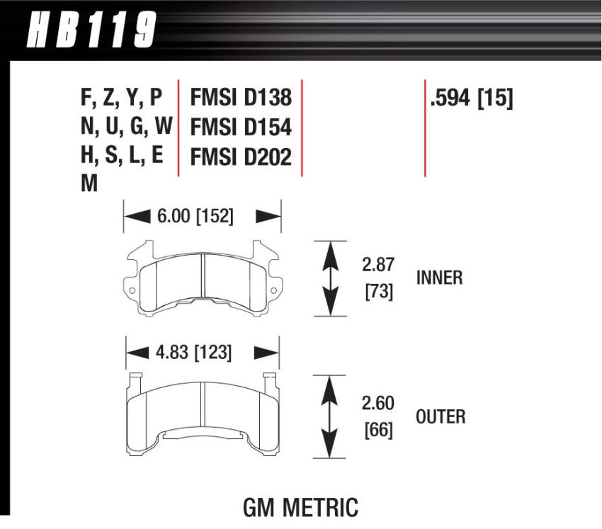 Hawk Performance HB119G.594 DTC-60 Disc Brake Pad