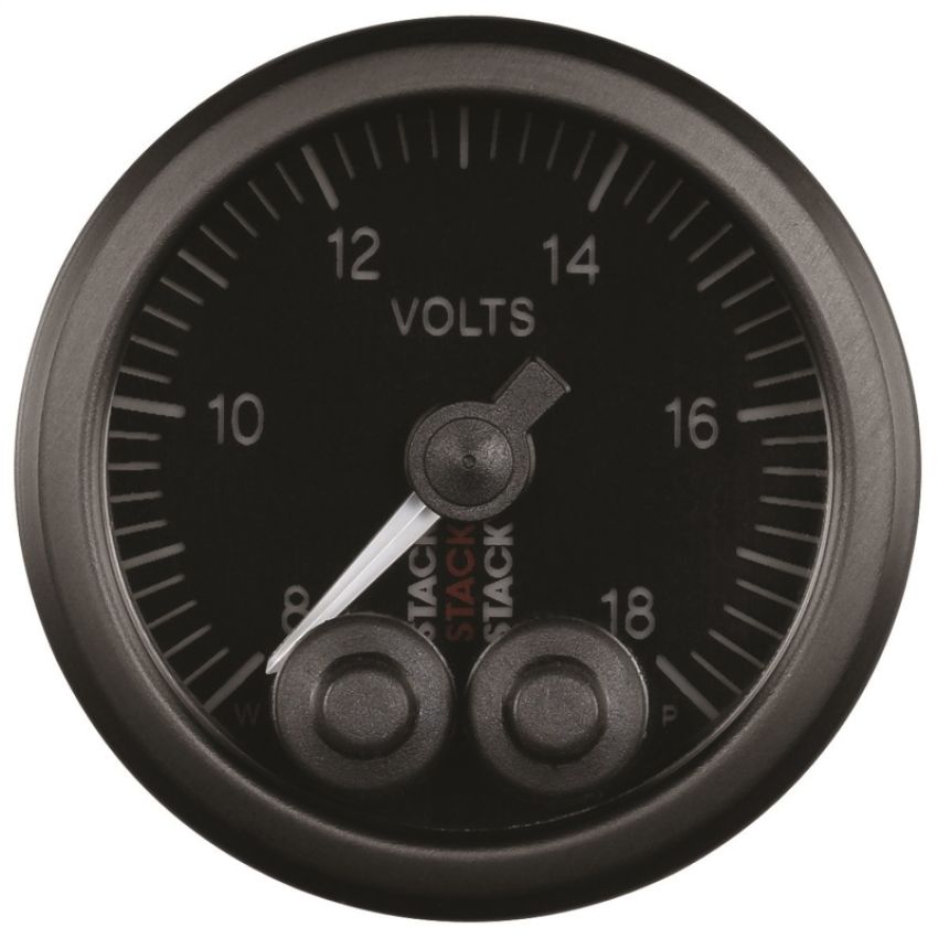 AutoMeter ST3516 Stack 52mm 8-18V Pro-Control Battery Voltage Gauge -Black