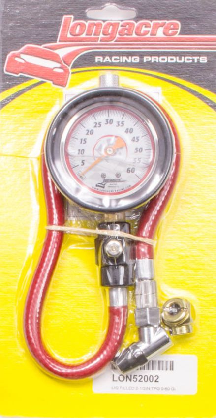 LONGACRE LON52-52002 Tire Gauge 0-60PSI 2.5in GID Liquid Filled