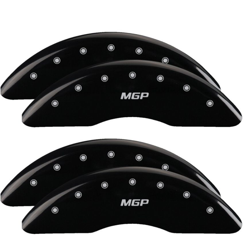 MGP 34003SMGPBK 4 Caliper Covers Engraved Front & Rear  Black finish silver ch