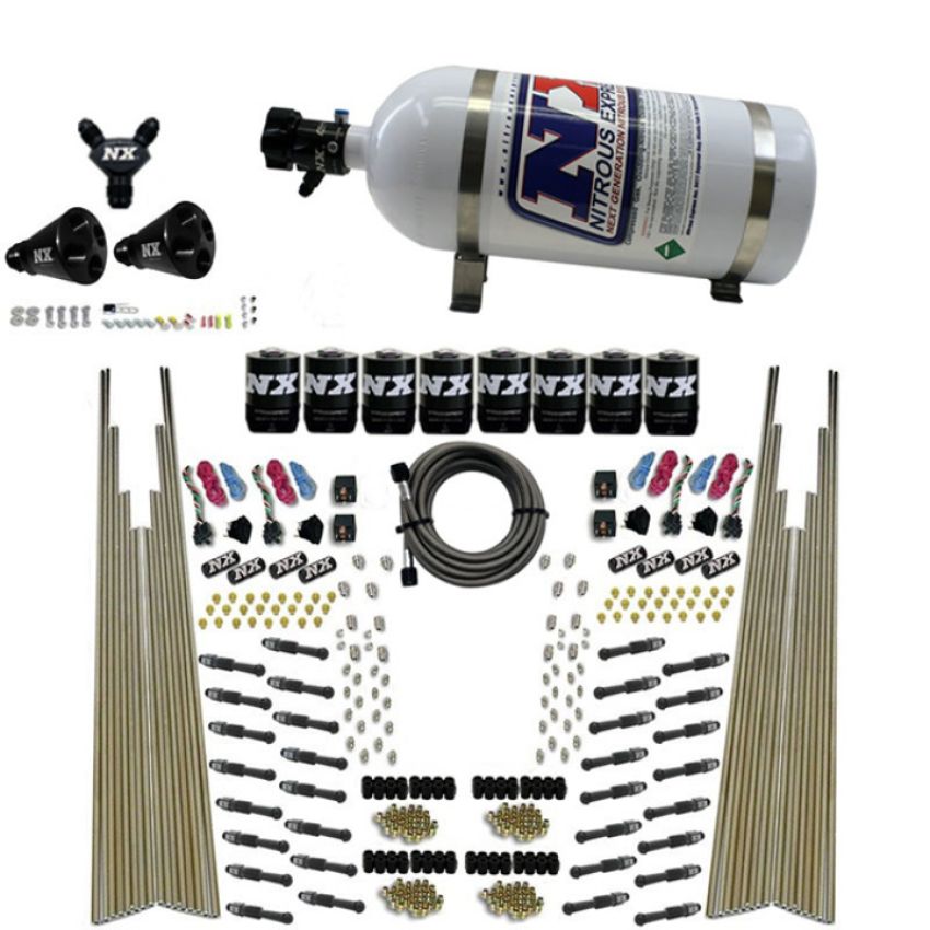 Nitrous Express 93306-10 8 CYL DRY DIRECT PORT, FOUR STAGE, 8 SOLENOIDS, WITH 10LB BOTTLE (200-600HP)
