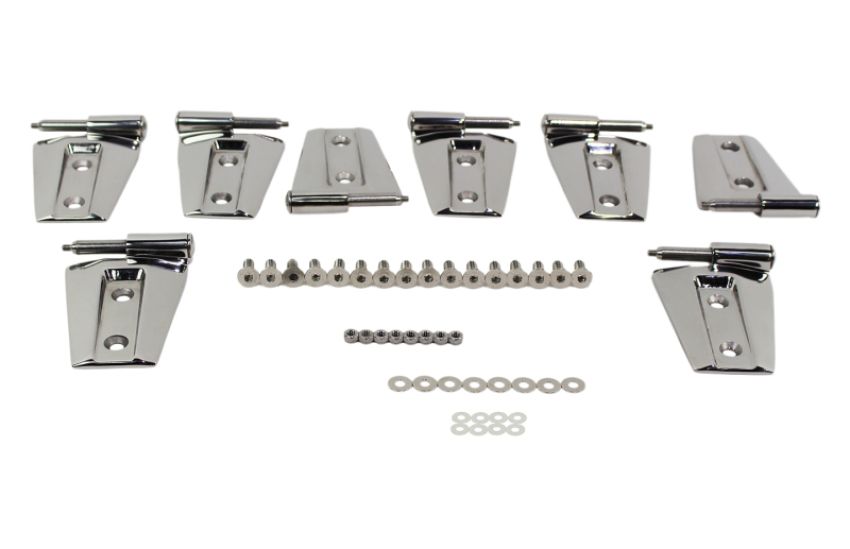 Kentrol 30576 07-18 Jeep Wrangler JK Door Hinge Set 8 Pieces 4 Door- Polished Silver