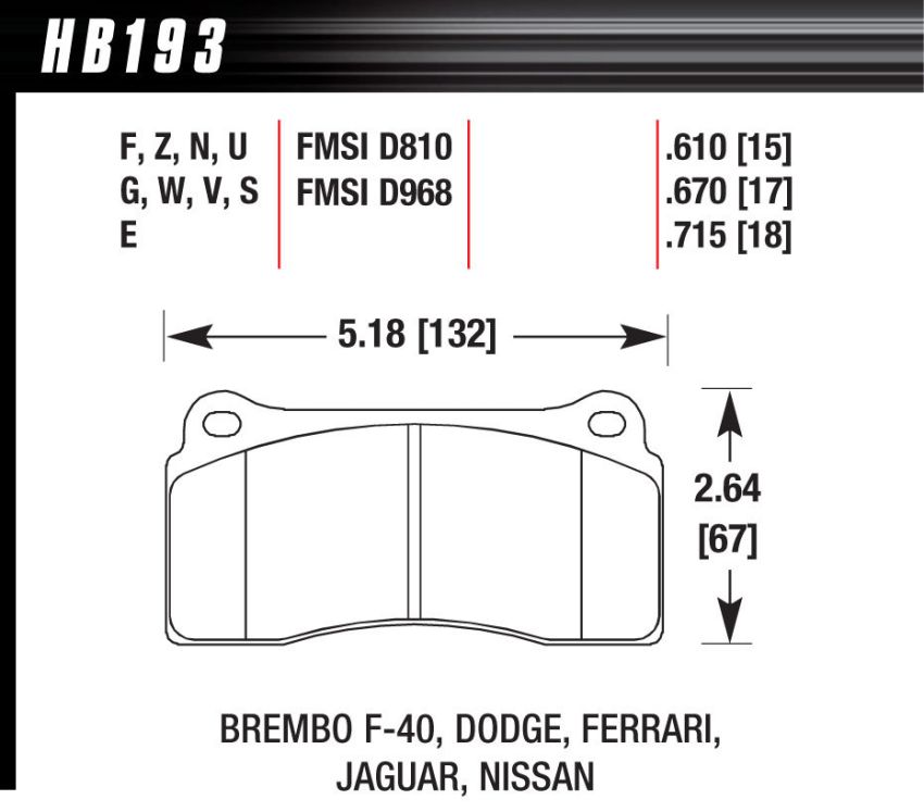 Hawk Performance HB193F.670 HPS Disc Brake Pad
