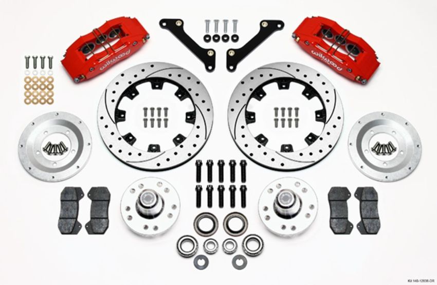 Wilwood 140-12836-DR Dynapro 6 Front Hub Kit 12.19in Drilled Red 79-81 Camaro