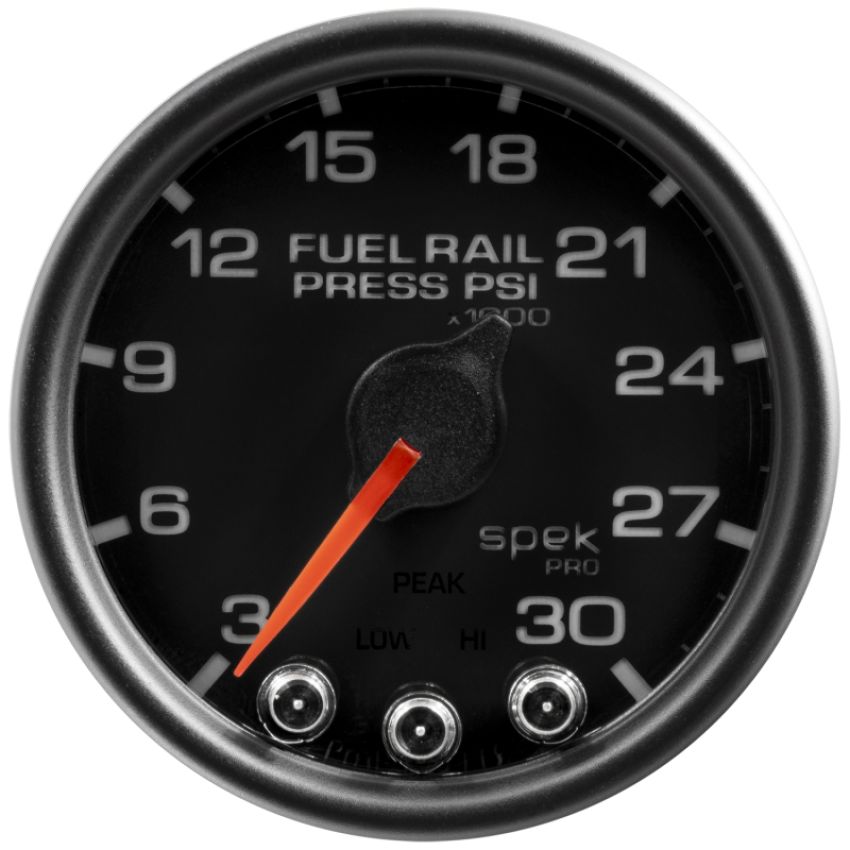 AutoMeter P32132 Spek-Pro Gauge Rail Press 2 1/16in 30Kpsi Stepper Motor W/Peak & Warn Blk/Blk