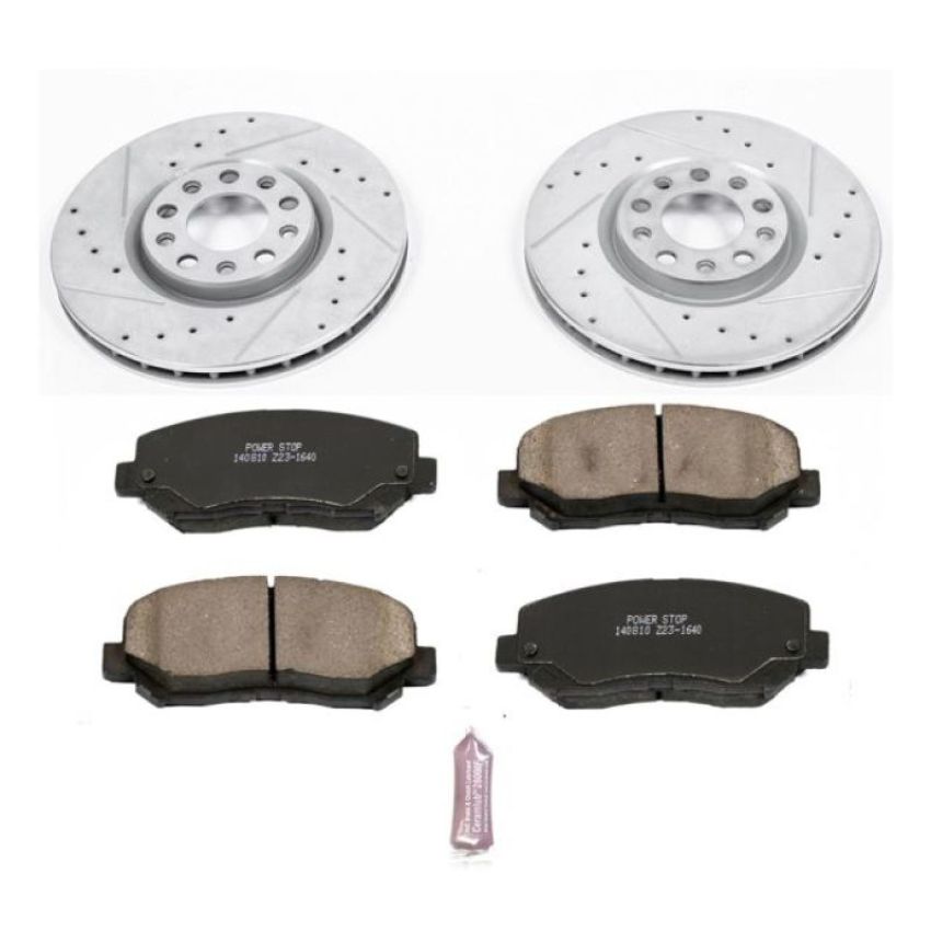 PowerStop K6372 Z23 Daily Driver Carbon-Fiber Ceramic Brake Pad and Drilled & Slotted Rotor Kit