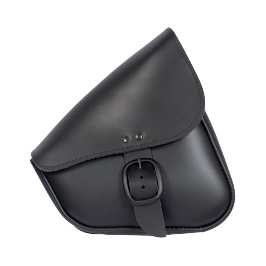 Willie & Max 59906-00 HD Sportsters, Custom Hard Tails Leather Swingarm Bag Dual Shock w/Blk Buckle - Black