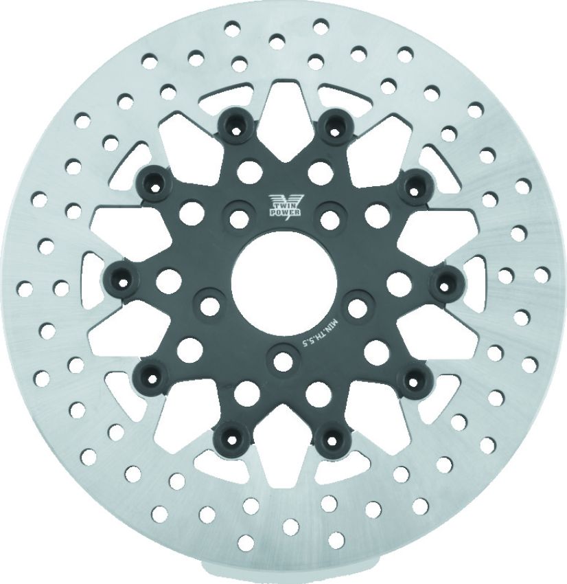 TwinPower 666826 Twin Power 08-Up FLH FLT Rear 11.8in Floating Rotor Mesh Black