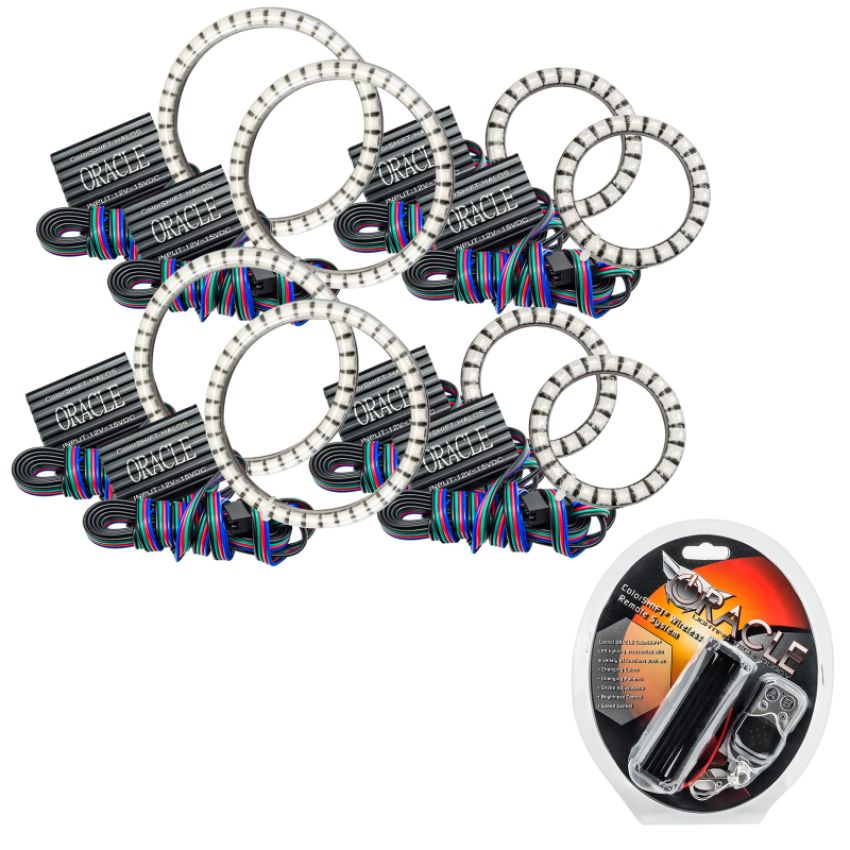 Oracle Lighting 5835-330 VECTOR Grille Surface Mount LED Halo Kit for Jeep JK/JL/JT - ColorSHIFT w/RF