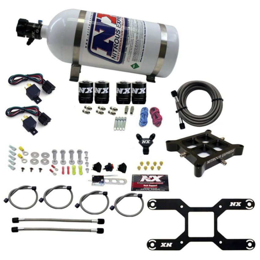 Nitrous Express 66042-10 4150 DUAL STAGE BILLET CROSSBAR, (50-300 & 100-500HP) WITH 10LB BOTTLE.