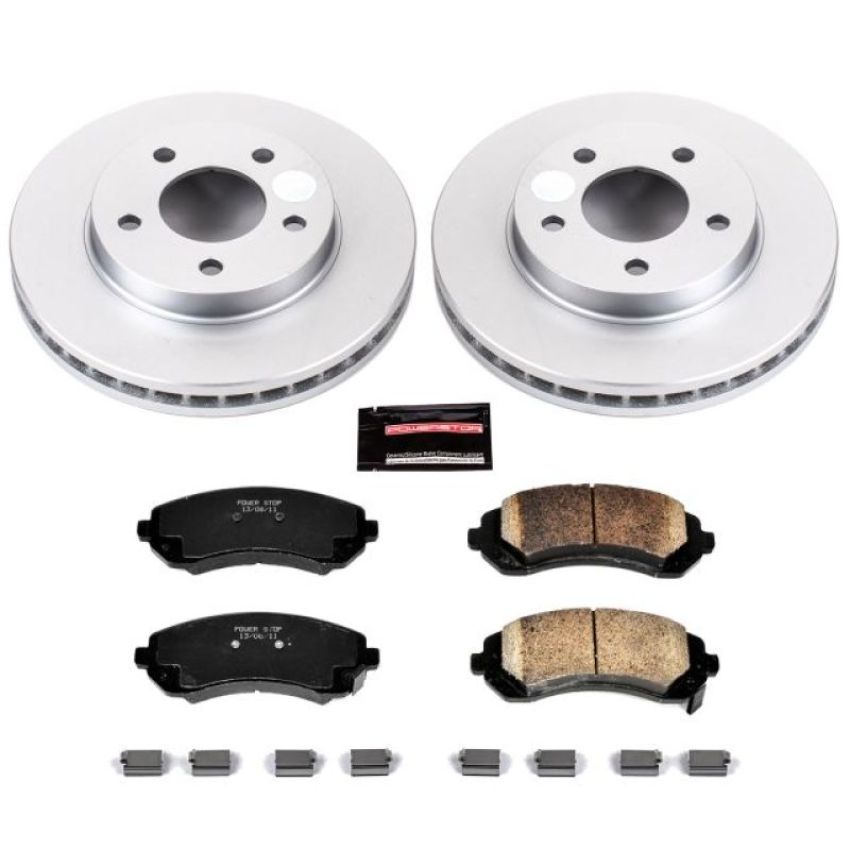 PowerStop CRK5233 Genuine Geomet Coated Rotor and Low-Dust Ceramic Brake Pad Kit
