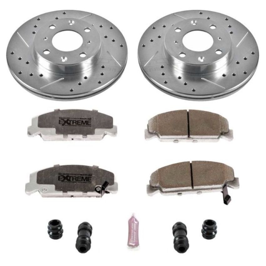 PowerStop K398-26 Z26 Street Performance Ceramic Brake Pad and Drilled & Slotted Rotor Kit
