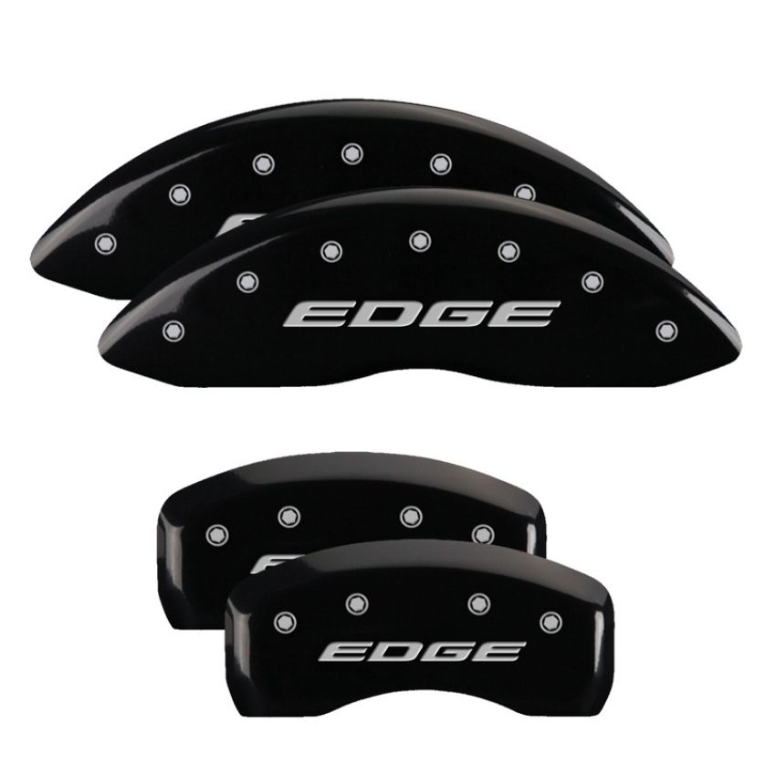 MGP 10241SEDEBK 4 Caliper Covers Engraved Front & Rear EDGE/2015 Black finish silver ch