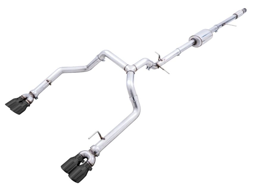 AWE Tuning 3015-43202 4th Gen GM 1500 5.3L 0FG Catback Split Rear Exit (w/ Bumper Cutouts) - Quad Diamond Tips