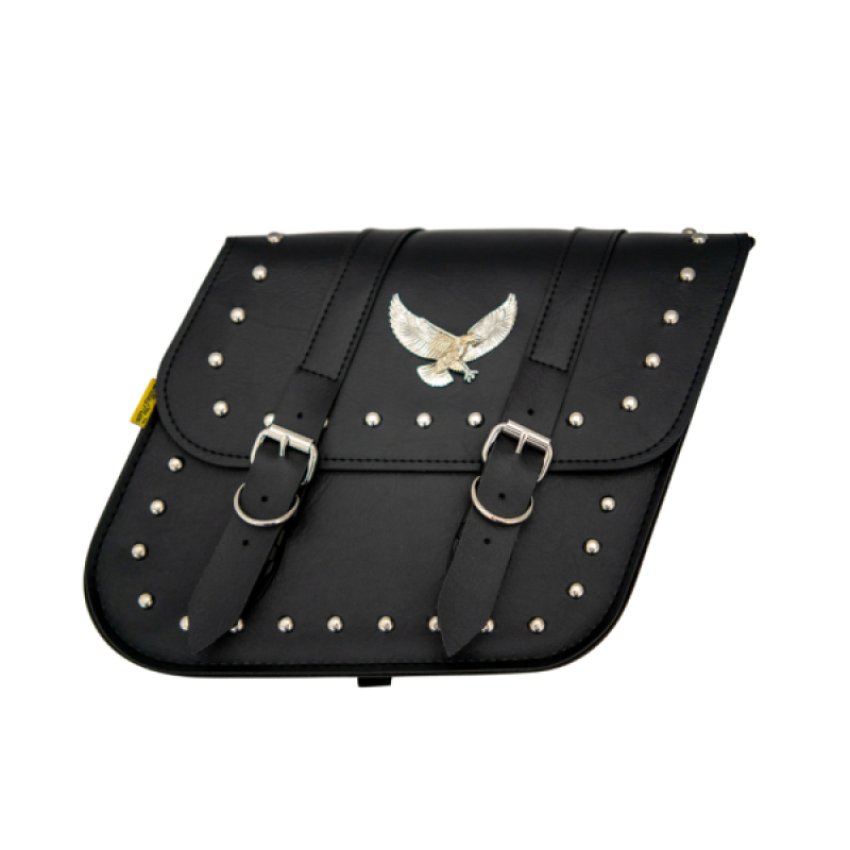 Willie & Max 58707-01 Universal Studded Series Compact Slant Saddlebags (12 in L x 9.5 in W x 5.5 in H)-Black