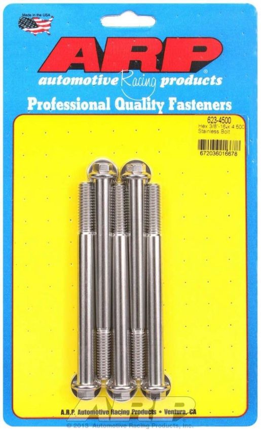 ARP ARP623-4500 S/S Bolt Kit - 6pt. (5) 3/8-16 x 4.500