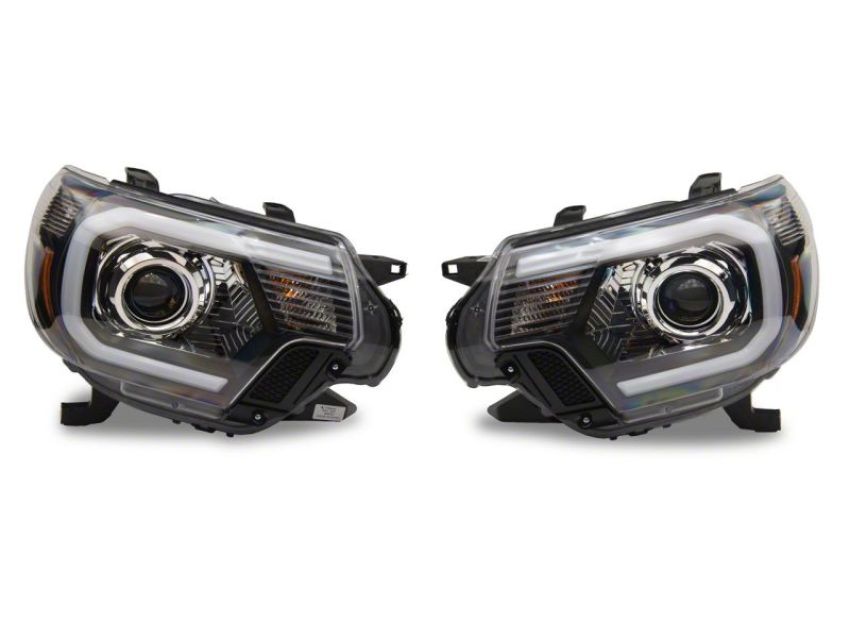 Raxiom TT21850 12-15 Toyota Tacoma Axial Projector Headlights w/ SEQL LED Bar- Blk Housing (Clear Lens)