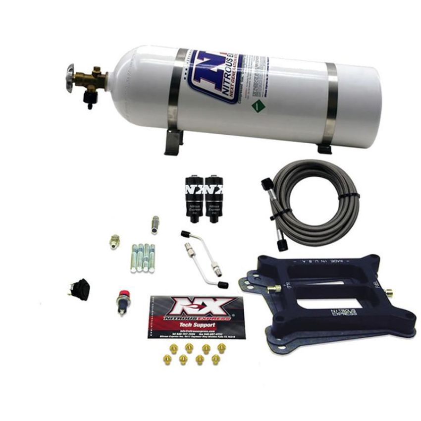 Nitrous Express 40040-15 4150 HITMAN 4-BBL (100-150-200HP) WITH 15LB BOTTLE