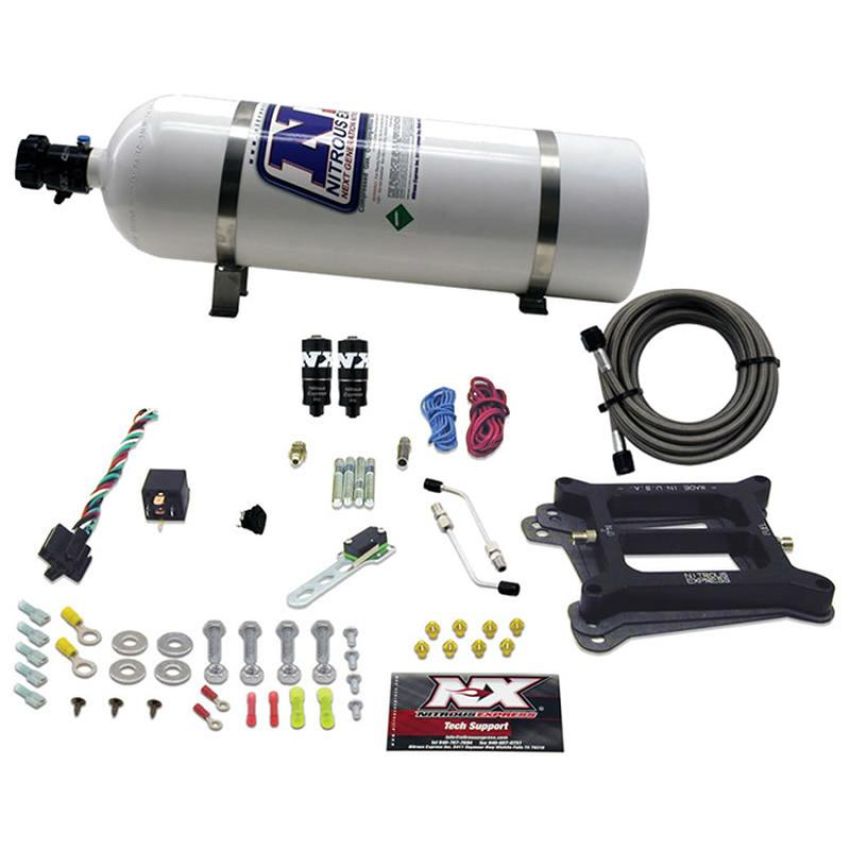 Nitrous Express 40041-15 4150 HITMAN PLUS 4-BBL (50-100-150-200HP) WITH 15LB BOTTLE