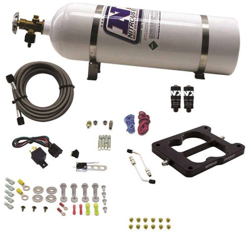 Nitrous Express 40080-15 Q-JET/HOLLEY SPREAD BORE HITMAN (100-150-200HP) WITH 15LB BOTTLE