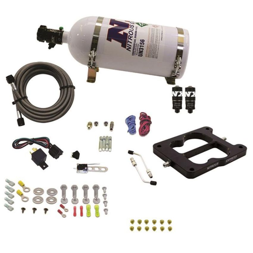 Nitrous Express 40081-10 Q-JET/HOLLEY SPREAD BORE HITMAN PLUS (50-100-150-200HP) WITH 10LB BOTTLE