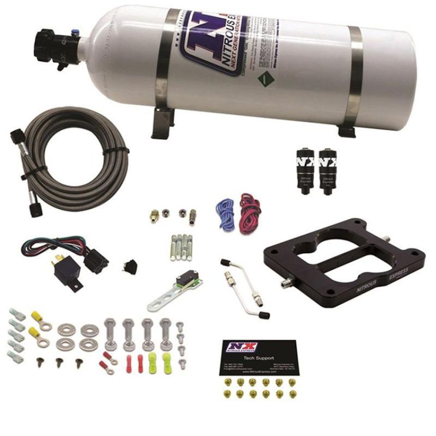 Nitrous Express 40081-15 Q-JET/HOLLEY SPREAD BORE HITMAN PLUS (50-00-150-200HP) WITH 15LB BOTTLE