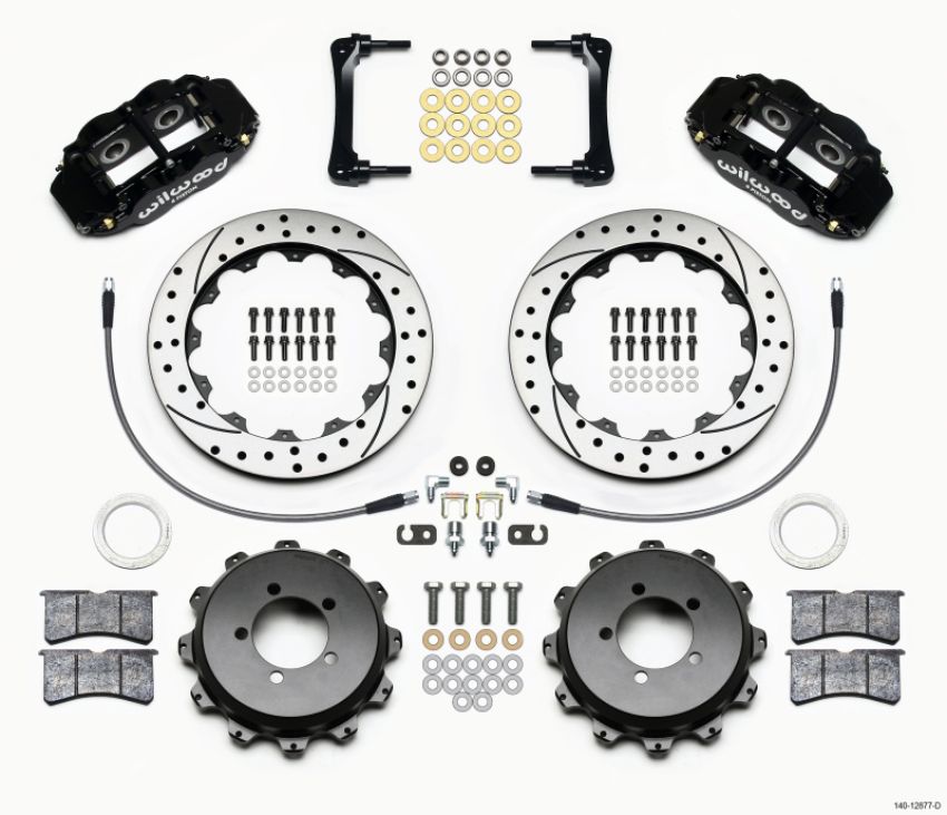 Wilwood 140-12877-D Narrow Superlite 4R Rear Kit 12.88in Drilled 2008-2012 Subaru WRX w/Lines
