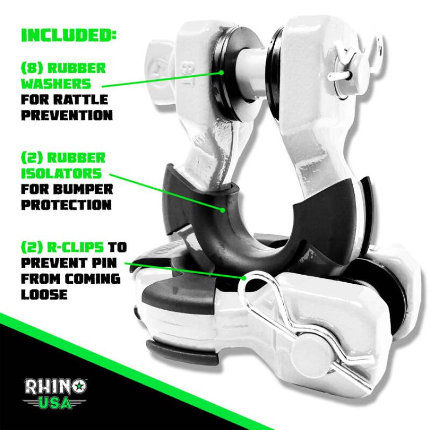 Rhino USA SUPERSHACK-WHT 8T Super Shackle 2-Pack (White)