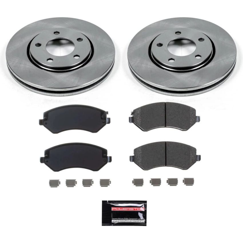 PowerStop SC5244 Semi-Coated Rotor and Low-Dust Ceramic Brake Pad Kit